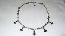 Inverted Upside Down Cross Choker Necklace Jewelry Barb Barbed Wire Chain Goth