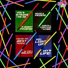 Neon Valentines Day Gift Cards with Glow Sticks for Valentine's Party Favor