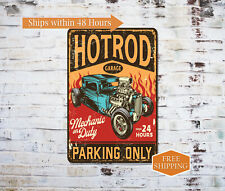 Hot Rod Parking Only Sign Home Garage Decor Parking Metal Wall Dad 108122001014