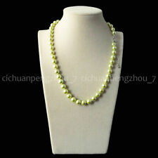 8mm Genuine Green South Sea Shell Pearl Round Beads Necklace 18-100 AAA+"