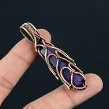 Lepidolite Gemstone Handmade Copper Wire Wrap Jewelry Healing Crystal Pendant