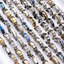 Wholesale Bulk Lot 50pcs Mix Spinner Stainless Steel Rings For Men Women Jewelry