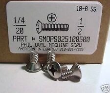 1/4-20x1/2 Oval Head Phillips Machine Screws Stainless Steel (20) - Detroit - US