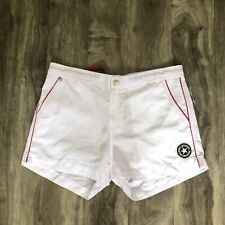 Rich Apparel Paris White Shorts With Red Stripe 100% Polyester Size 42