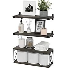 Floating Shelves Wall Mounted, Wood Bathroom Shelves with Extra Deep Brown - Toronto - Canada