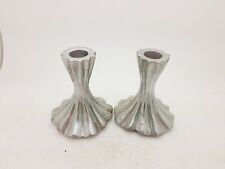 Vintage Pair Aluminum Silver Minimalist Mid Century Modern Candle Stick Holder - Toronto - Canada