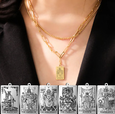 Tarot Necklace Double Layer Women Necklace Vintage Tarot Jewelry Amulet Pendants