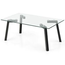 Tempered Glass Coffee Table Modern Center Table with Metal Frame for Living Room - Fontana - US