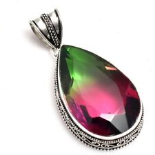 Bi-Color Tourmaline Handmade Antique Design Pendant Jewelry Wedding Gift NP 068