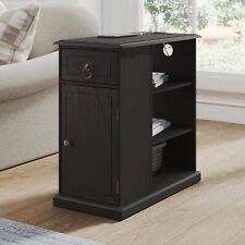 ChooChoo Farmhouse XXL End Table with Charging Station，Narrow Sofa Side Table...