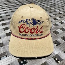 Coors Rocky Mountains Logo Beer Colorado Beige Corduroy Snapback Rope Cap Hat