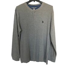 US Polo Assn Mens Sz XX-Large Top Waffle Thermal Gray Long Sleeves Buttons Logo