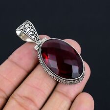 Mozambic Garnet 925 Silver Gemstone Handmade Pendant Jewelry 5.6 cm