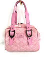 UGG Pink Quilted Suede Leather Mini Bowler Bag Satchel Shoulder Bag Buckles