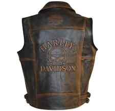 Harley Davidson Men's Motorcycle Knuckle Distressed Biker Genuine leather Vest