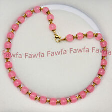 8/10mm Round Dark Pink Jade Gemstone Spacer Beaded Jewelry Necklace 16-58''