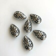 20X Antique Silver Tear Drop Bead 18x11mm Embossed Jewellery Making Charm Beads