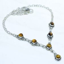 Tiger'S Eye Gemstone Handmade Ethnic Silver Jewelry Necklace 18 NRJR3667"