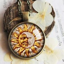 Sun and moon pendant, occult necklace, astrological jewelry, astronomy magic art
