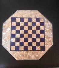 12'' black Marble Chess Table Top Pietra Dura Inlay malachite Children Game p23