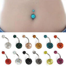 Stainless Steel Crystal Belly Button Ring Navel Barbell Party Body Jewelry↷