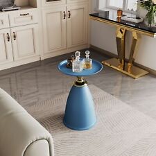 Luxury Design Iron End Table, Minimalist Round Side Table for Small Space Blue - El Monte - US