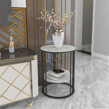 Tall Frame End Table Sintered Stone Tabletop Nightstand Storage Coffee Accent - Denver - US