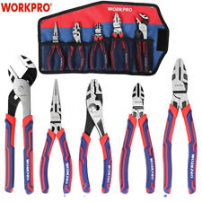 WORKPRO 5 Pieces Pliers Set Premium Cr-V Construction Linesman Pliers With Pouch