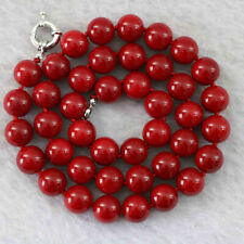 Beautiful 10mm Natural Red Coral Round Gemstone Beads Jewelry Necklace 18''