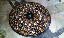 48 Luxury Black Marble Round Coffee Table Top Multi Stone Floral Fine Art Decor"