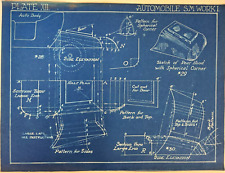Rear Hood Automobile Work Vtg Automotive Design Student Blueprint Wall Art Decor