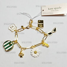 NEW Kate Ks Spade Daisy Handbag Glasses Metal Sign Multi Pendant Charm Bracelet