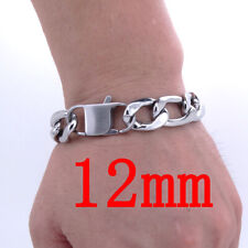 Stainless Steel Bracelet Men Jewelry Cuban Chain 12mm Figaro Links Waterproof