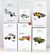 6 Hallmark Keepsake Car Ornaments Ford Mustang Torino Jeep Cobra ~NIB~ T352d