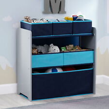 Kids 6 Bin Storage Box Bookcase Toy Organizer Shelf Playroom Bedroom Grey/Blue - Monroe Township - US