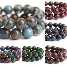 6/8/10mm Natural Red Lake Blue Cloisonne Round Loose Bead For Jewelry Making DIY