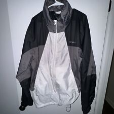 COLUMBIA Lightweight Zip-up Windbreaker Rain Jacket Hood Black And White XL