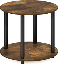 Amber Pine 2-Tier Round Wooden Small Coffee Table, Simple Design - Oroville - US