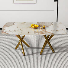 dining table 0.39 imitation marble tabletop gold-plated metal leg minimalist - Mumbai - India