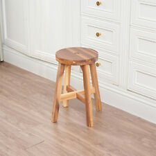 Round Top Stool Natural Acacia Wood Seat Minimalist Loft Home Décor up to 350 lb - Toronto - Canada