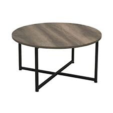 Grey Top Black Frame Ashwood Round Coffee Table 31.5 X 31.5 - Cookeville - US