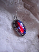 VICTORIAN JEWELRY silver fire opal DRAGONS BREATH Necklace Pendant WESTERN GIFT