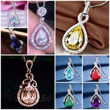 925 Silver Filled,Rose Gold Necklace Pendant Romantic Cubic Zircon Women Jewelry