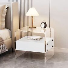 Acrylic End Table,Bedside Table,Nightstand with Black Drawer for Living Room,Bed - Perth Amboy - US