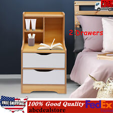 Bedroom End Side Bedside Table Nightstand Organizer with 2 Drawers Storage Wood - Toronto - Canada