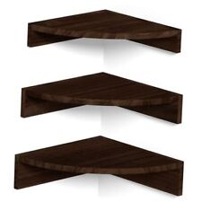 Corner Shelf Wall Mount, Set of 3 Floating Shelves for Storage and Dark Brown - Buckeye - US