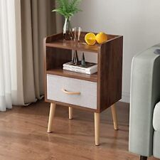 NightStand with Fabric Drawer, Bedside Table with Solid Wood Legs, Minimalist - Toronto - Canada