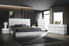 Modern Italian 5PC Gloss White LED Queen King Bedroom Set Minimalist Furniture - Mumbai - India