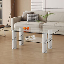 Modern minimalist double layered transparent tempered glass coffee table - Mumbai - India