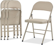 4 Pack Brown Folding Chairs with Padded Seats for Outdoor & Indoor, Portable Sta - Toronto - Canada